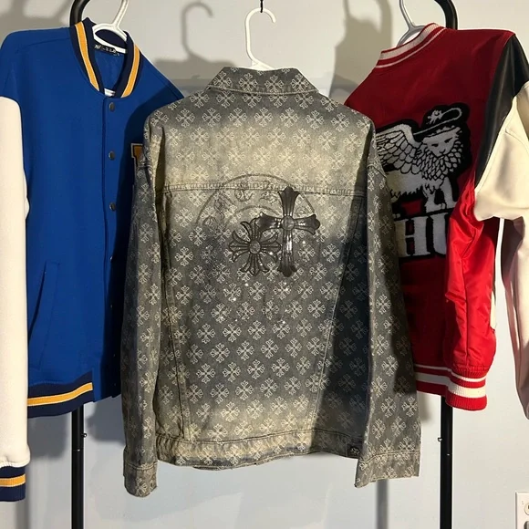 🚨SOLD‼️Custom Chrome Hearts Logo Print Denim Jacket - Picture 5 of 5